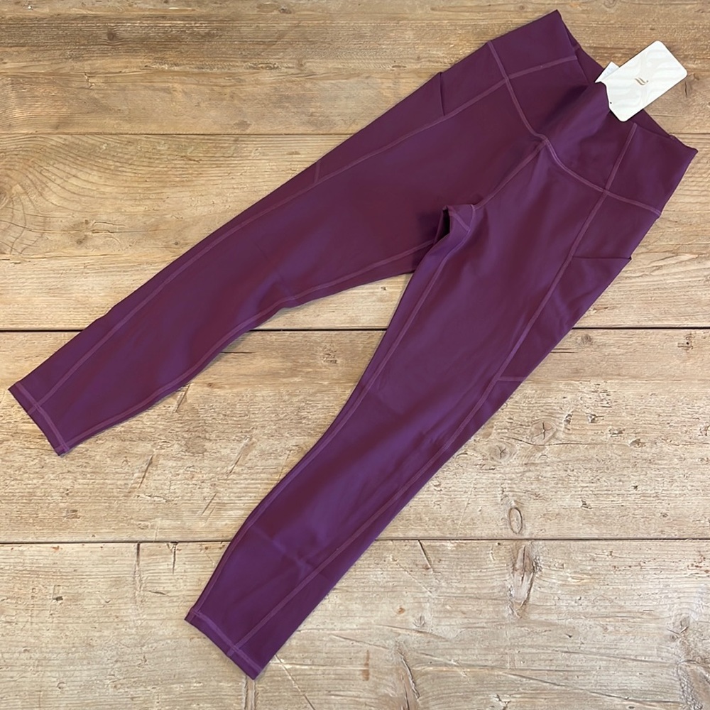 NWT- Fabletics PureLuxe High-Waisted Pocket 7/8 Legging - BURGUNDY (24”) New!!!